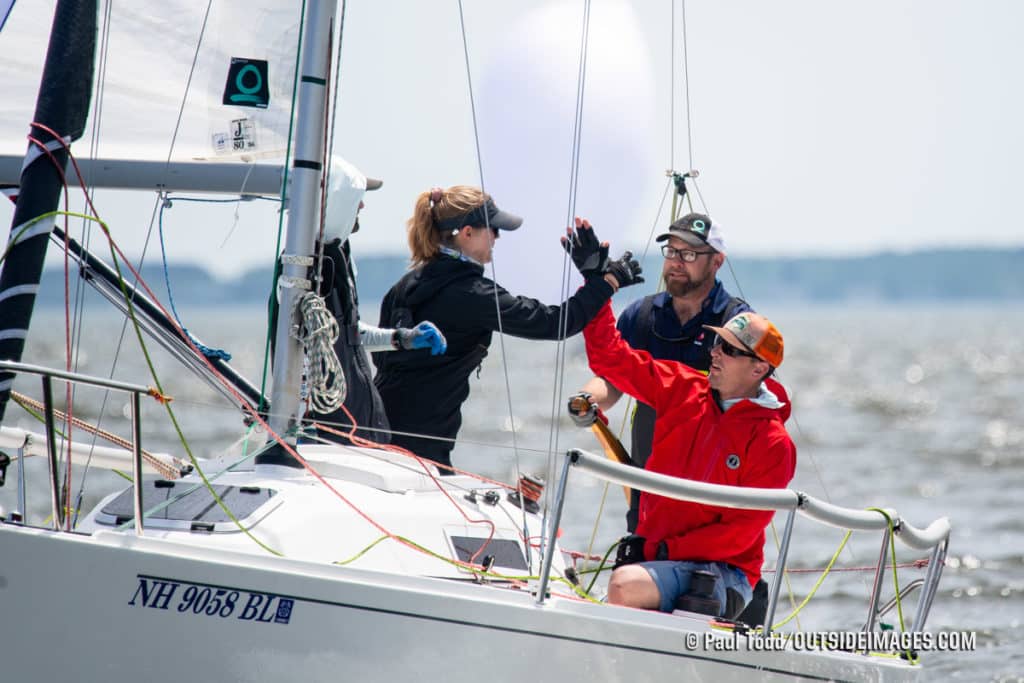 The wind was steady and the flood tide never stopped, which made the final day of racing at the Helly Hansen NOOD Regatta Annapolis all the more challenging.