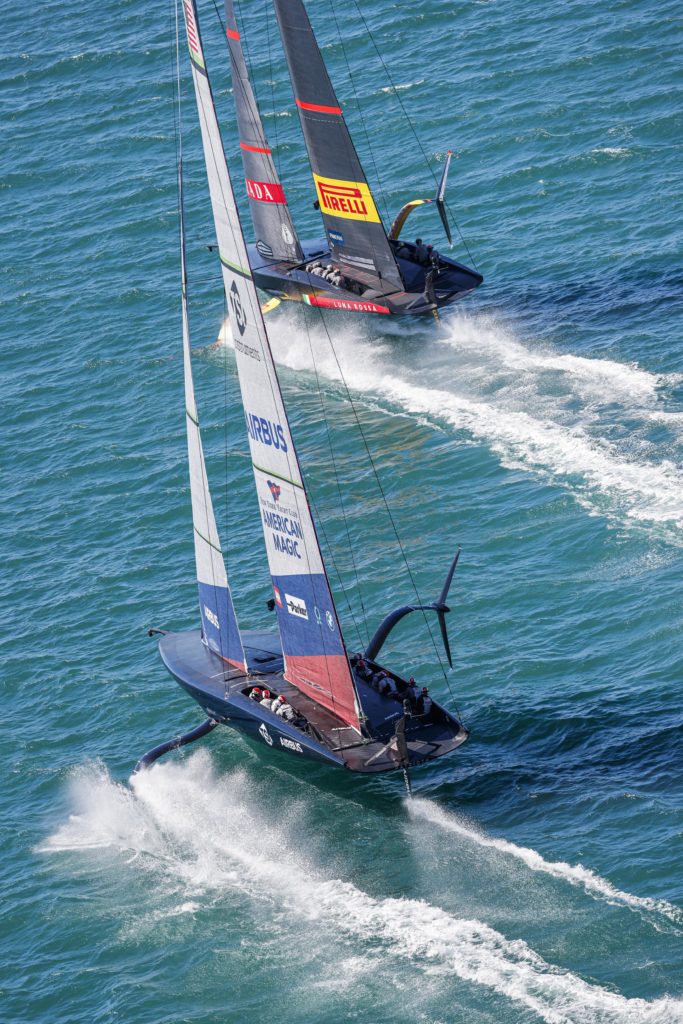 AC75s racing in Auckland