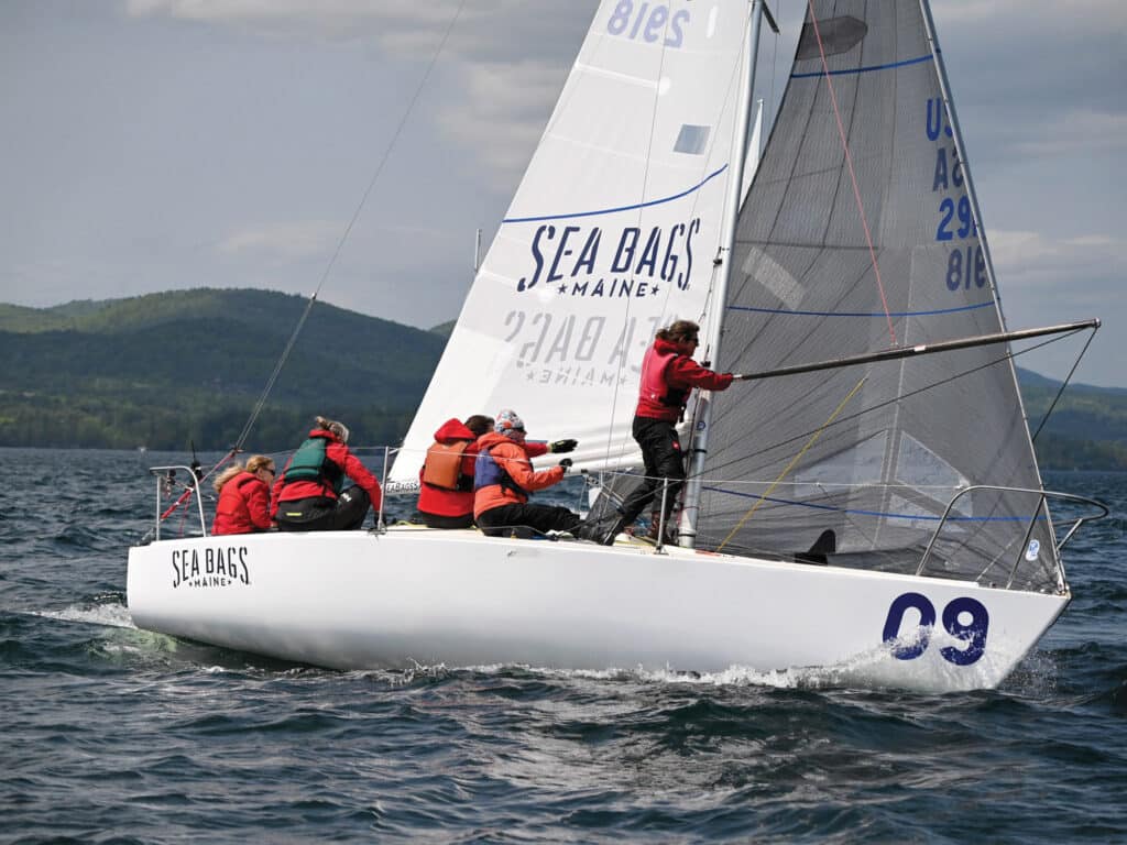 Erica Spencer and her crew on a J/24